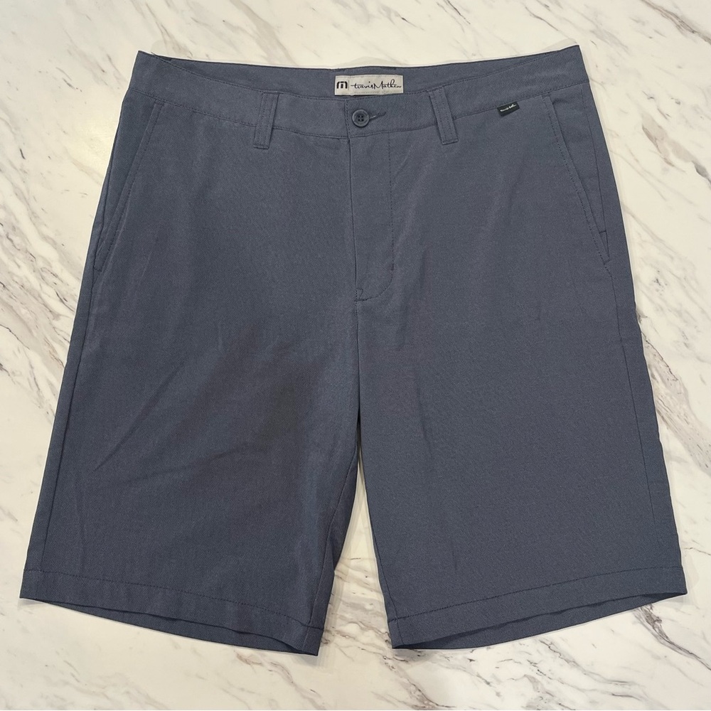 Travis Mathew Men's 34 Athletic Golf Chino Shorts Blue 10” Inseam Stretch